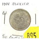 1944 Mexican 50 centavos