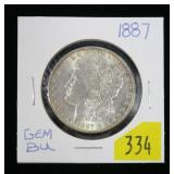 1887 Morgan dollar, gem BU