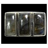 Sterling silver bezel set labradorite three-stone