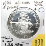1974 Bahamas 5 dollars