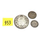 Lot, Canadian silver coins, 3 pcs.