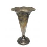 Sterling silver vase, weighted base, 10" H.,