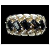 Sterling silver rectangular cut blue topaz