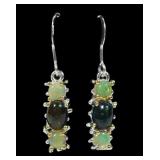 Sterling silver shepherd hook earrings with opal