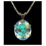 Sterling silver gold wash oval cut mystic crystal