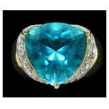 Sterling silver gold wash trillion cut blue stone
