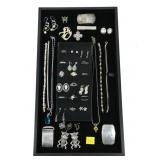 Lot, sterling jewelry and belt buckles