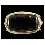 Sterling silver gold wash bezel set smoky quartz