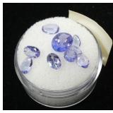 Lot, oval cut tanzanites, 9 pcs., 3.8 cts. t.w.