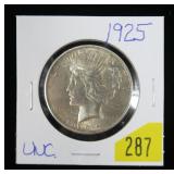 1925 Peace dollar, Unc.