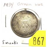 1934 German 5 marks