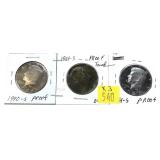 x3- Kennedy Proof half dollars, -x3 half dollars,
