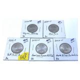 x5- 2020-W Proof quarters, Unc.-x5 quarters,
