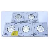 x5- 2015-S silver Proof quarters, -x5 quarters,