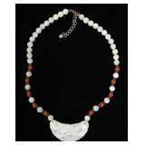 Sterling silver Asian carved mother of pearl