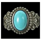 Sterling silver bezel set turquoise ring, size 11
