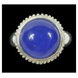 Sterling silver round bezel set cabochon amethyst
