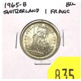 1965 Swiss 1 franc