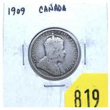 1909 Canadian quarter
