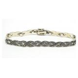 Sterling silver 7" braided design marcasite
