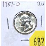 1951-D Washington quarter, Unc.