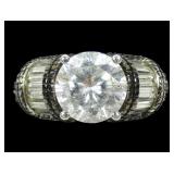 Sterling silver round and baguette CZ cocktail