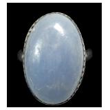 Sterling silver oval cabochon chalcedony ring,
