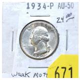 1934 Washington quarter, weak motto