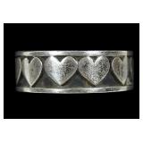 Sterling silver hearts band ring, size 6.5
