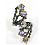 Rhodium plated and gold wash sterling silver
