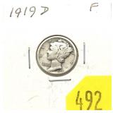 1919-D Mercury dime