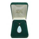 Sterling silver 1.25" larimar pendant with 20"