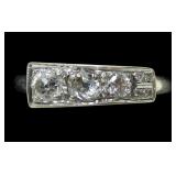 14K White gold vintage graduated 3-stone diamond