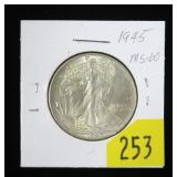 1945 Walking Liberty half dollar, MS-60