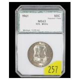 1961 Franklin half dollar, PCI slab certified