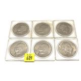 x6- Eisenhower dollars, mixed dates, -x6 dollars,