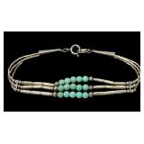 Sterling silver and turquoise bead 7" triple