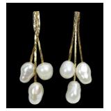 14K Yellow gold post earrings with freshwater
