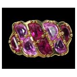 Sterling silver gold wash crescent cut lab ruby