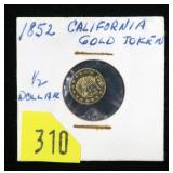 1852 California Gold token, 12 K