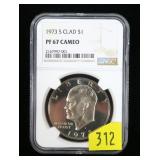 1973-S Eisenhower clad Proof dollar, NGC slab