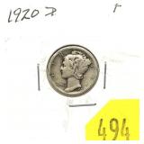 1920-D Mercury dime
