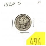 1920-S Mercury dime