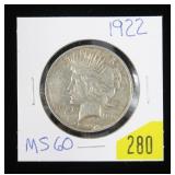 1922 Peace dollar, MS-60