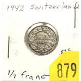 1942 Swiss half franc