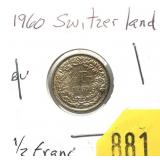 1960 Swiss half franc