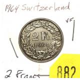 1964 Swiss 2 francs