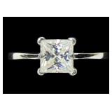 Sterling silver princess cut moissanite ring,