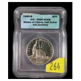 1986-S Statue of Liberty half dollar, ICG slab
