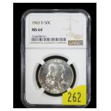 1963-D Kennedy half dollar, NGC slab certified